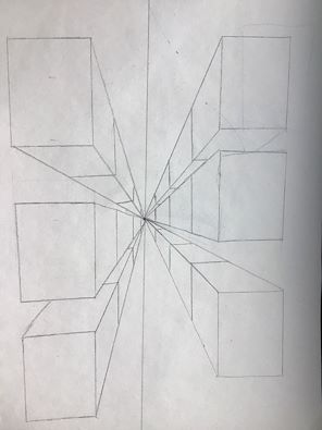 A little 5 point perspective drawing I made of my room. Feedback very  appreciated! : r/sketches