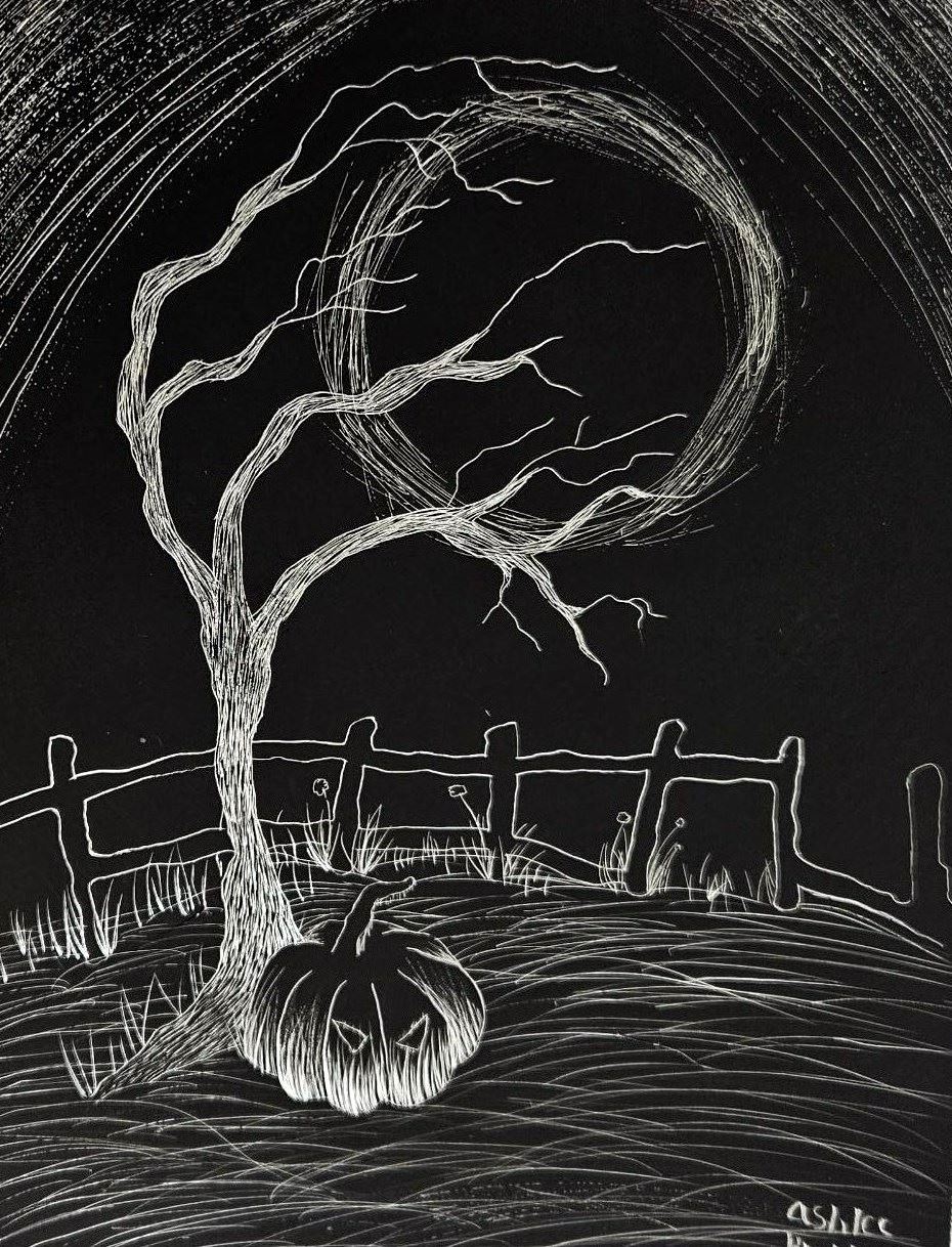 Scratchboard Art Tree