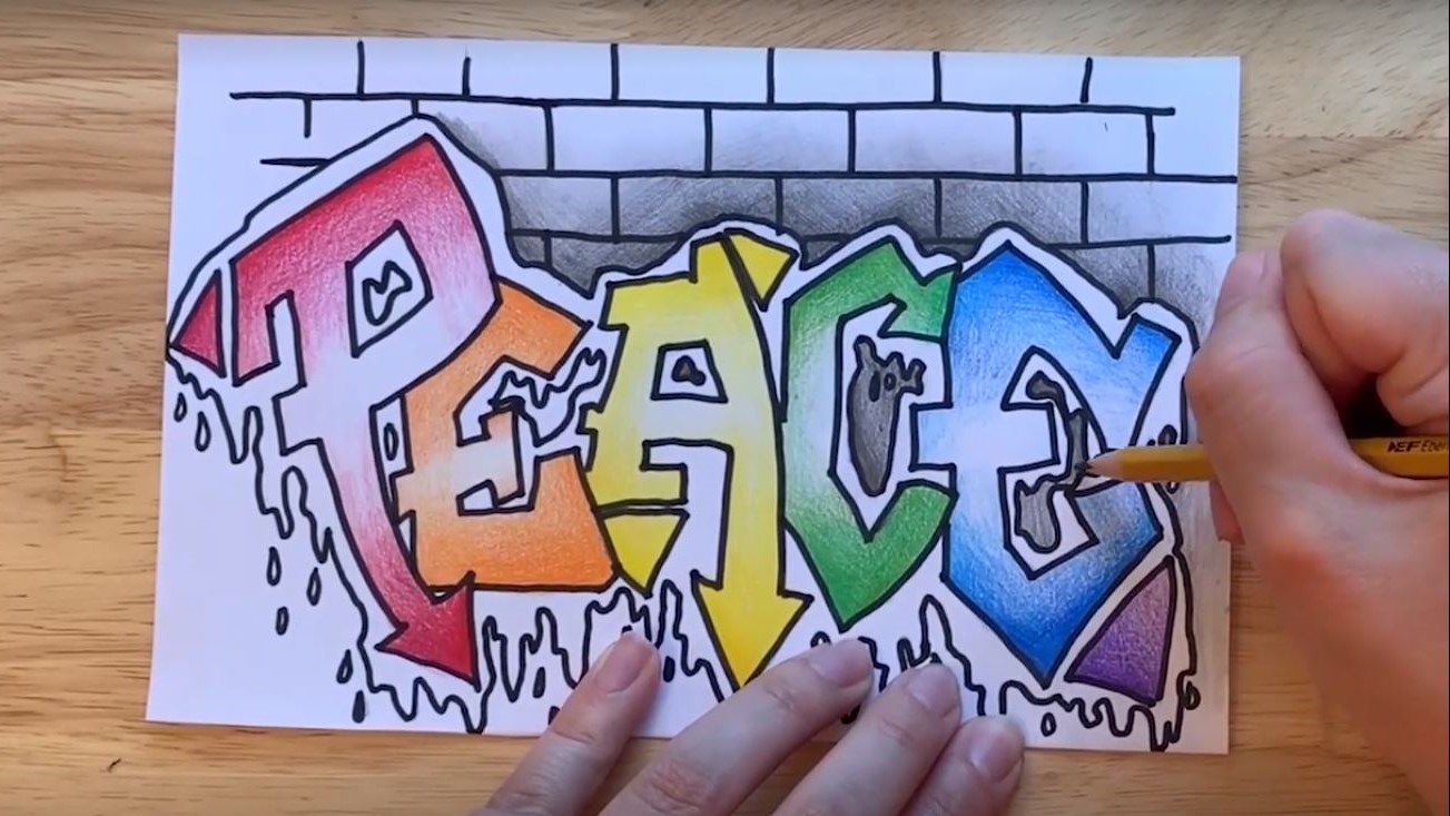Artsonia Teachers Project Idea Positive Words Graffiti